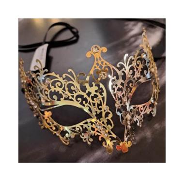 Maschera metallo oro strass 4 venezia