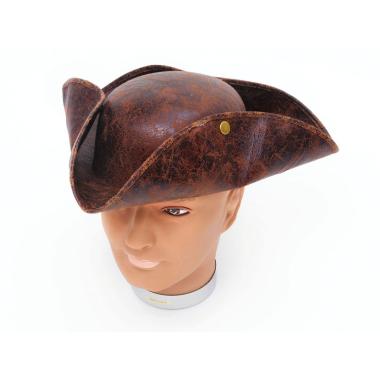 Cappello tricorno marrone